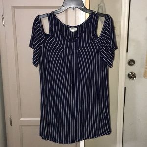 XL Navy and White Striped Blouse